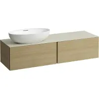 Laufen Il Bagno Alessi Élément à tiroirs, 1 trou pour robinet, plaque de pierre Calce Avorio, découpe à gauche, 160x50x37cm, pour vasque de toilette H81897 5, H4313550972501