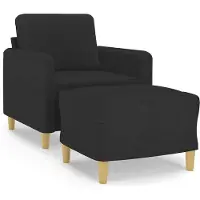 vidaXL Fauteuil avec pouf Noir 60 cm Tissu