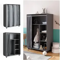 Vicco Armoire Doros Gris 100x146.6cm ouvert sur roulettes, Model 40638