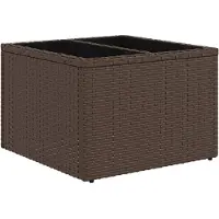 vidaXL Table de jardin avec plateau en verre brun 55x55x37 cm Poly rotin