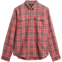 Superdry Merchant Linen Check Long Sleeve Shirt Rouge S Homme