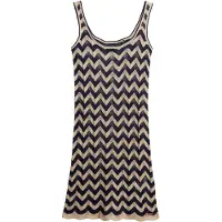 Superdry pour femme. W8011846A Mini-robe en tricot zigzag marine (XS), Casuel, Viscose, Sans manches / bretelles