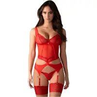 Obsessive Cupide Desir - ensemble haut transparent dentelle rouge - L/XL