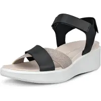 Ecco Sandales à lanières 'FLOWT WEDGE LX' beige / noir