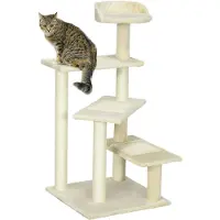 PawHut Arbre à chat Arbre à chat avec colonnes en sisal, beige