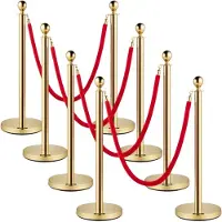 Sans marque Barrière en corde de luxe - 6 mètres - Poteau de délimitation - Ruban de délimitation - Barrières Stanchion - 8 pièces
