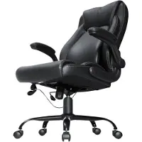 Sans marque Chaise de bureau de luxe - Fauteuil de direction - CuirPolyuréthane- Réglable en hauteur - Ergonomique - Noir - Supporte jusqu'à 150 kg