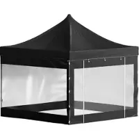 Sans marque Tente de réception 3x3m - Avec parois latérales - Tente pliante - Noir - Pavillon - Montable - Tente PVC - Tente de jardin
