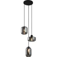 QAZQA Suspension moderne noire avec verre fumé 3 lumières - Sheena