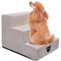 SPOCADO "Albion" Escalier pour chien avec housse en peluche, 3 marches, beige