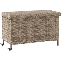 vidaXL Coffre de jardin à roulettes Gris 110x55x73 cm Poly rotin