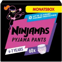 Pampers Couche Jetables-Couches D'apprentissage Ninjamas Fille, 54 Sous-Vêtement De Nuit, 8-12 Ans. Paquet 1 Mois