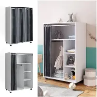 Vicco Armoire Doros Blanc 100x146.6cm ouvert, avec roulettes, Model 40636
