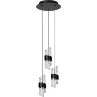 Lucide Suspension glamour triple en verre noir KLIGANDE LED 7W