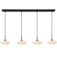 Lucide Suspension avec abat-jours en verre blanc, noire TREVOR 4xG9 40W