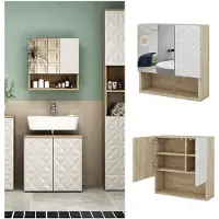 Vicco Armoire de toilette Edge Blanc 54x55cm avec porte et compartiments ouverts, Model 40316