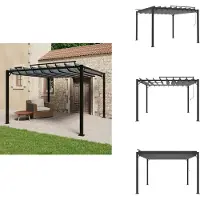 vidaXL Pavillon avec toit à lamelles 3x3 m Anthracite Tissu et aluminium - Pavillons & Tentes de réception