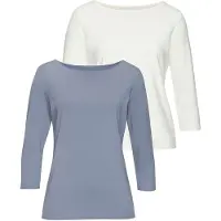 LASCANA T-shirt bleu fumé / blanc