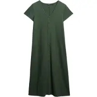 Superdry Femme Robe Mi-longue Boutonnée en Jersey à Manches Courtes Green Taille: 40