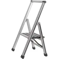 Wenko Escabeau pliant de ménage Escabeau Marche antidérapante XXL Marche Alu Design Maintien