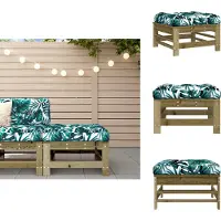 vidaXL Tabouret de jardin avec coussin Bois de pin imprégné - éléments de canapé de jardin