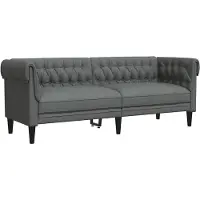 vidaXL Canapé Chesterfield 3 places gris foncé Tissu