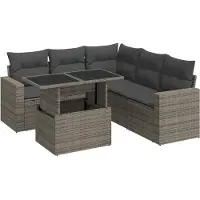 vidaXL Ensemble de salon de jardin 6 pièces avec coussins Gris Poly rotin