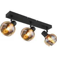 Globo Lighting Plafonnier noir Tokki Verre fumé ambré à 3 lumières