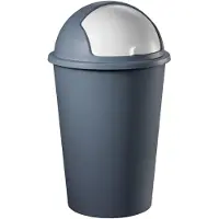 Jelenia Plast Deuba Poubelle 50 L Poubelle avec couvercle coulissant amovible Poubelle en plastique Lavable Cuisine Bureau Robuste, Couleur:noir - black - noir