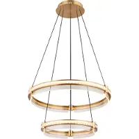 Globo Suspension LED, or, cristaux, télécommande, H 120 cm