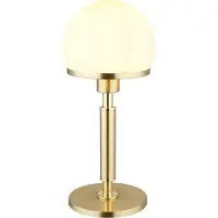 Globo Lampe de table Haku Or avec verre blanc