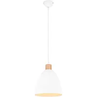 TRIO Suspension JAGGER blanche et bois clair, 1xE27x40W, métal, dimensions : 150x25x25 cm, IP20, RL