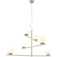 TRIO Lustre PURE or et blanc 6xE14x28W en verre, dimensions : 150x115x80 cm, IP20,