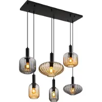Globo Lighting Suspension Valletta avec verre coloré 6 lumières