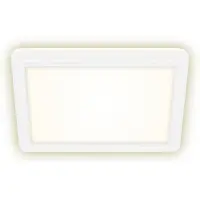 Briloner Slim LED Plafonnier angulaire, 19x19 cm ? plat, 12W, 1400 lm, blanc neutre, rétroéclairage, blanc