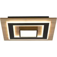 JUST LIGHT Led plafonnier lampe Tola bois clair noir 3000 K 40x40cm 26 W
