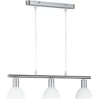 TRIO Reality|Trio Lampe à suspendre, 3 flammes, nickel mat, abat-jour en verre blanc