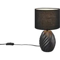 TRIO Lampe de table décorative en céramique avec abat-jour noir pour salon hall 1xE14 40W MELVA RL