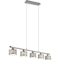 TRIO Suspension KAPRUN argent et nuances d'argent, 5xE14x28W, métal, dimensions : 150x92x12 cm, IP20,