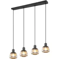 TRIO Suspension TARIFA noire 4xE27x25W en verre, dimensions : 150x90x15 cm, IP20,