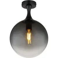 Globo Lighting Plafonnier noir Dalton sphère en verre fumé Ø 25cm