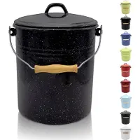 Karl Krueger KARL KRÜGER Eimer mit Deckel 10 Liter 32cm Ø25cm emailliert schwarz gesprenkelt