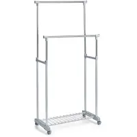 Zeller Present - Portant pour vêtements penderie sur roulettes Zeller - Gris