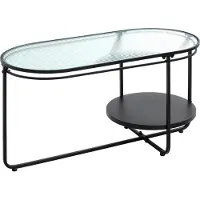 Haku Table Basse 90x42x49 Cm En Verre Ondulé Et Métal Noir
