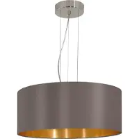 Eglo Suspension en textile MASERLO 3 ampoules nickel satiné abat jour cappuccino