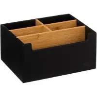 5 Five Organiseur de salle de bain Rangement maquillage 5 compartiments Natureo Noir et Bambou
