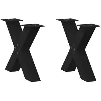 vidaXL Pieds de table basse en X 2 pcs. noir 60x(42-43) cm acier