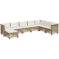 vidaXL Ensemble de jardin canapé 8 pièces avec coussins Beige Poly Rattan