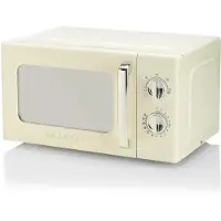Gorenje MO20E1HRL Four à micro-ondes rétro, 5 niveaux de puissance, 700 watts, 20 l de volume, porte vitrée, beige