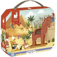 Janod Puzzle - Puzzle panoramique Cheval de Troie - 100 pièces - Jouets éducatifs